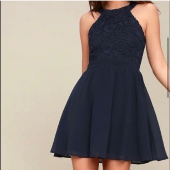 Navy blue skater dress size M - Picture 2 of 5